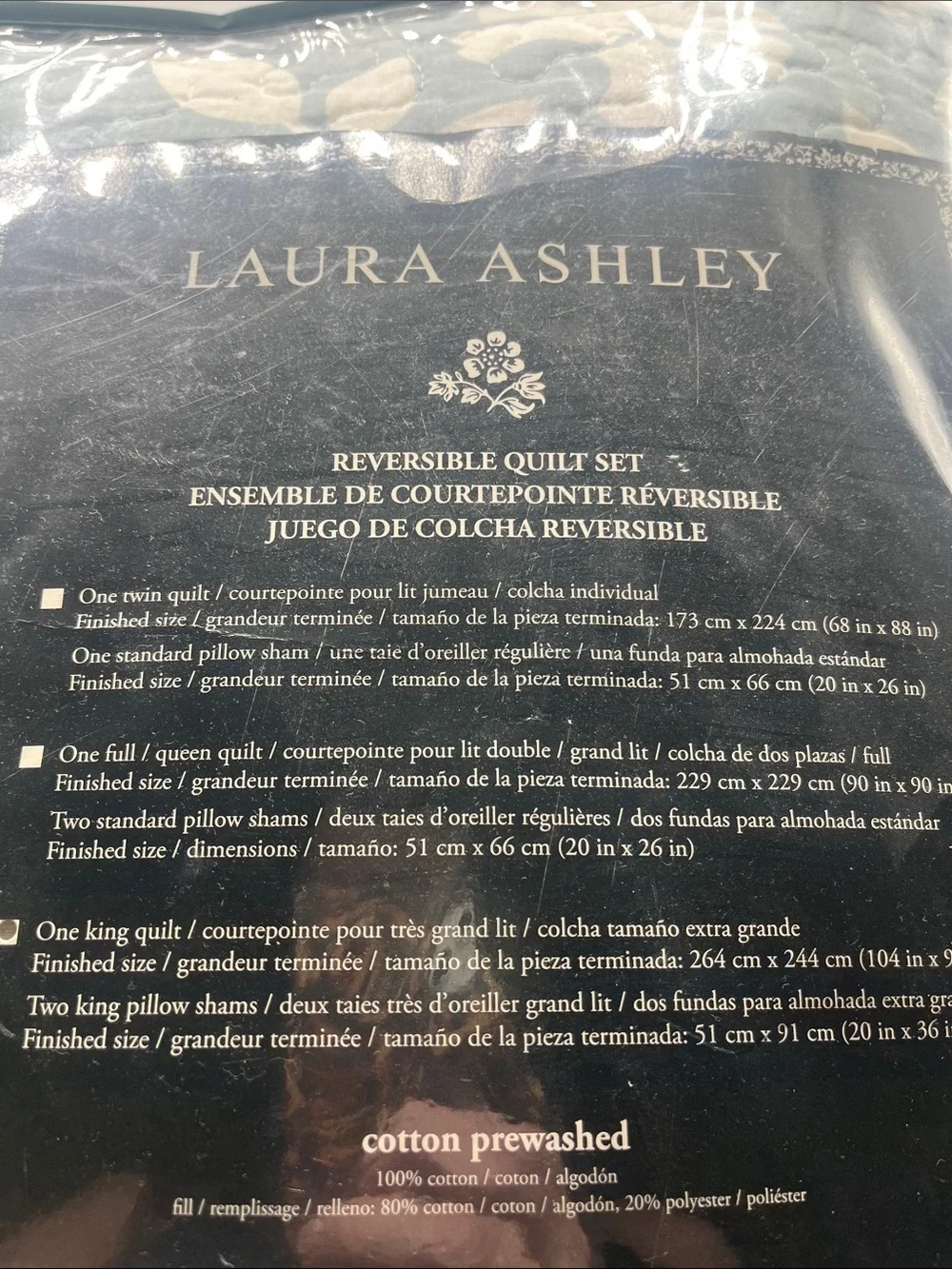 Laura Ashley Rowland Light Blue and White Floral Reversible Quilt
